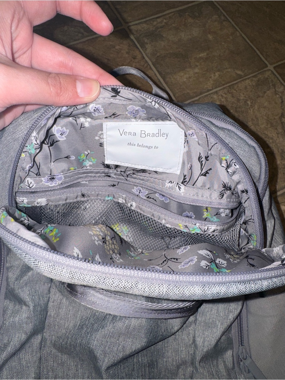 Vera Bradley Retired Grey Lighten Up Backpack - Picture 9 of 11
